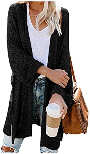 cordat Women's Sweater Casual Loose Solid Color Open Front 3/4 Sleeve Knitted Cardigan Tops