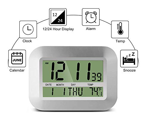 HeQiao Silent Desk Clocks Digital Wall Clock Simple Large LCD Alarm 