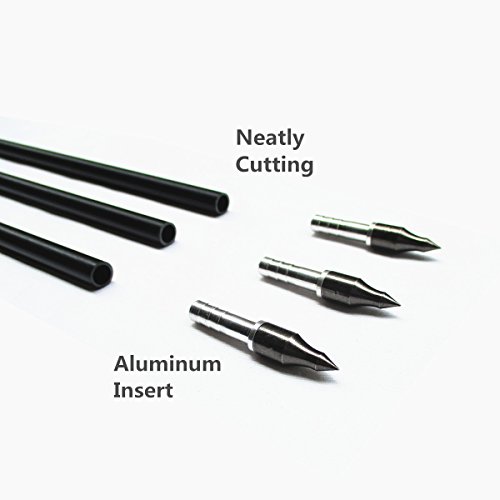 image for Letszhu Fiberglass Archery Shaft Arrows Real Feathers with Replaceable