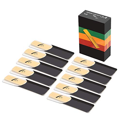 Vaorwne 10Pcs Bb Clarinet Reeds Strength 2.5 2-1/2 Reed Bamboo Woodwind Instrument Parts & Accessories