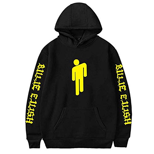 Fushimuma Unisex Billie Eilish Printed Casual Pullover Hoodie Sweatershirt for Music Fans (M, Black-01)