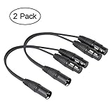 XLR3M to Dual XLR3F Y Cable, VANDESAIL 2-Pack XLR Male To Dual XLR Female Plug 3' Pro Series Y-Cable Cord Splitter (Adapter, Male to 2 Female)