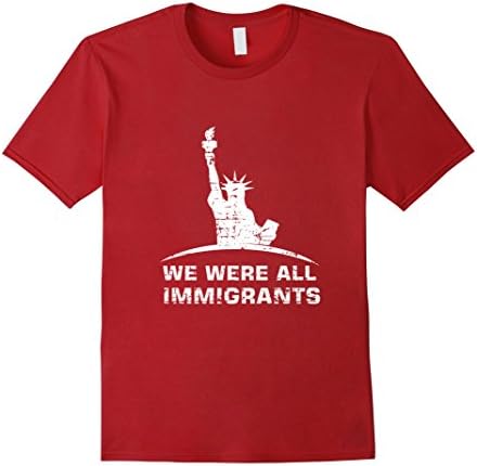 Mens We were all Immigrants activist tshirt  3XL Cranberry