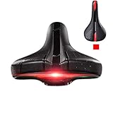 wushang Comfortable Men Women Bike Saddle with Taillight, Universal Fit Saddles Waterproof Bicycle Seat Soft Shockproof Road Bike Saddle