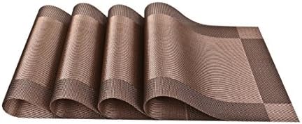 Non-slip Insulation Placemat, Decaral Dinning Table Mats PVC Insulated Pad Dining Room Placemats for Table, Brown, set of 4