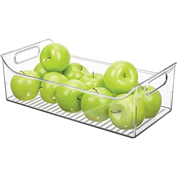 mDesign Wide Plastic Kitchen Pantry Cabinet, Refrigerator or Freezer Food Storage Bin with Handles - Organizer for Fruit, Yogurt, Snacks, Pasta - BPA Free, 16