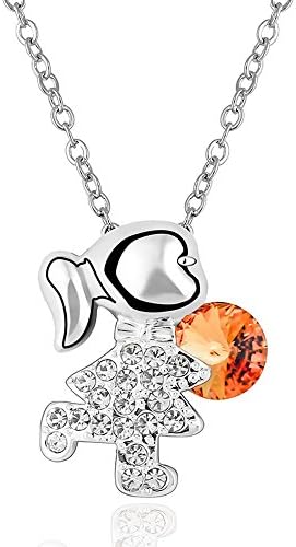 Gorgeous Jewelry Little Girl Pattern Crystal Childlike Pendant Silver Plated Diamond Accented Necklace