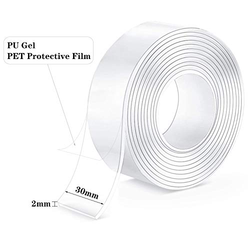 HAKACC Waschbares Spurloses Klebeband, 6M Nano Doppelseitige Klebebänder Nano Tape Multifunktionales Wiederverwendbares Doppelseitiges Klebeband