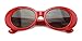 V.W.E. Vintage Sunglasses UV400 Bold Retro Oval Mod Thick Frame Sunglasses Clout Goggles with Dark Round Lens (Red)
