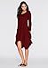 WearLove Women Asymmetrical Loose Long Sleeve Pockets Tunic Shirt Dress Wine Red L