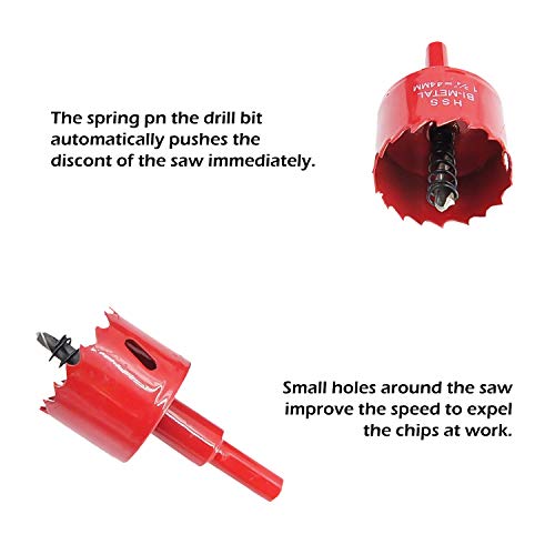 Laiwei Bi-Metal Hole Saw Kit, 7 Pcs 7/8" to 2-1/2" General Purpose Hole Saw Drill Bits, HSS Hole Cutter with Arbor for Wood, Plastic, Drywall, Soft Metal - Thumbnail 2