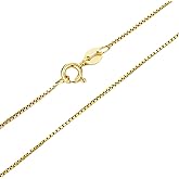 UNAHKTHY 14K Solid Yellow Gold Box Chain Necklace, Available in 0.65mm for Women and Men With 20 Inch Lengths (0.65mm, 20inch)