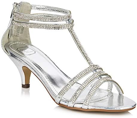 395 New Ladies Low Kitten Heel Low T- Bar Wedding Sandals