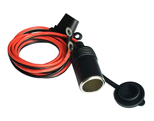 Carviya Female Cigarette Lighter Outlet Socket with Eyelet Terminal Plug Power Supply Cord 12V 16AWG 4ft 15A Fused Fuse DC Power 12 24 Volt for Car Tire Inflator Air Pump