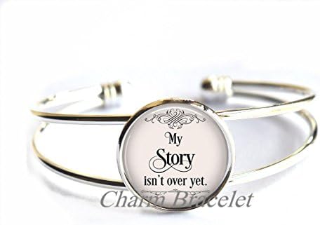 Charm Bracelet, Fashion Bracelet, Dainty Bracelet, Simple Bracelet,My Story isn't over yet quote Bracelet, quote jewelry, quote jewellery, motivational inspirational quote-ZE136