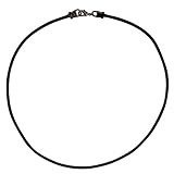 Thick 3mm Black Leather Gunmetal Cord Necklace - 22 inches