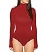 Sumtory Women High Neck Top Bodysuit Long Sleeve Bodycon Romper Solid Thong Leotard