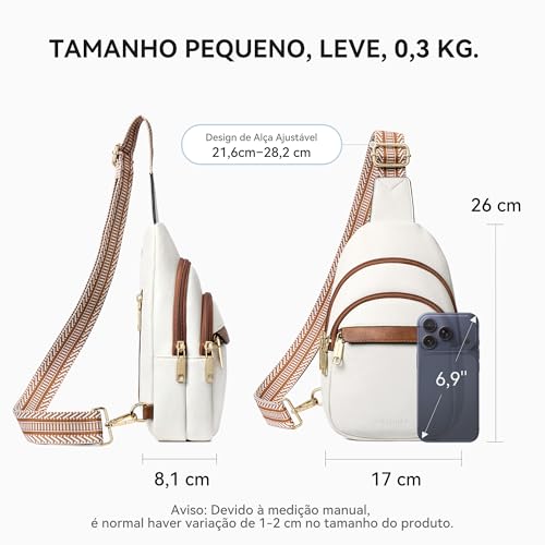 BOSTANTEN Bolsa tiracolo feminina pequena de couro PU com alça larga ajustável, proteção RFID, bolsos múltiplos e bolso traseiro antifurto