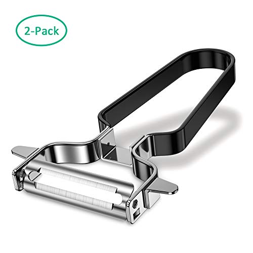 Stainless Steel Peeler for Potato, U Shape Silicone Cover Grip Double Blade Ultrasharp Vegetables Fruit Peelers Thin Peels Sharp Eyes