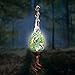 Exhart Solar Garden Stake Lights - Solar Glass Green Twisted Flame Garden Stakes - Handblown Glass Finial Lights, LED Accent Lights That Transform a Garden Driveway or Event (9in Glass 36in Stake)