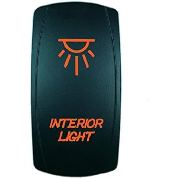 QUNQI STAR 5 pin Laser Backlit Rocker Switch INTERIOR LIGHT 20A 12V On/off LED Light Toggle Switch (Orange)