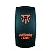 QUNQI STAR 5 pin Laser Backlit Rocker Switch Rock Lights 20A 12V On/Off LED Light Toggle Switch with Jumper Wires Set（Interior Light,Orange）