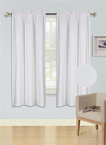 Midwest Window Treatment Collection 1PC Solid Foam Lined Blackout Panel Half Window Curtain OR Valance Room Darkening in Many Colors and Sizes (R64 WHITE, PANEL 63" LONG)