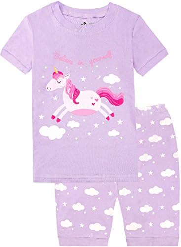 Girls Horse Pajamas Childrens Place Shorts Set 100% Cotton Clothes PJS for Kids