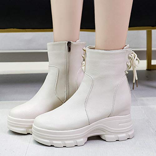 Women Flock Black Shoes Marten Platforms Boot Winter Soft Footwear - Thumbnail 2