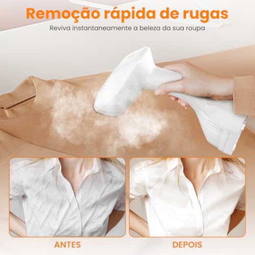 QFUN 127V Vaporizador de Roupas e Passadeira a Vapor Portátil 2 em 1 1200W – Aquece em 30s, Kit Viagem com Acessórios, Funciona como Ferro a Vapor Portátil