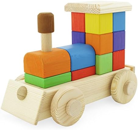 Large Wooden Color Puzzle Train - Stacking Blocks (Handmade In Europe) Montessori Toy