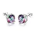 Bamos Sterling Silver Rainbow Quartz Stud Earrings Tourmaline Earrings Colorful Engagement Stud Earring for Women Teen Girls