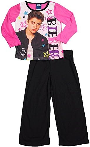 Justin Bieber - Big Long Sleeve Justin Bieber Pajamas, Pink, Black 36407-8