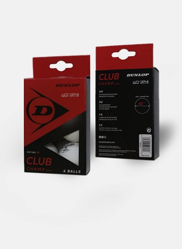 Dunlop Club Champ 6 - Bola de Ténis de Mesa Unissexo para Adultos, Cor Branca, Tamanho Único