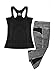 W Sport Women's Athletic Racer Back Tank Top & Skinny Yoga Capri Leggings Set