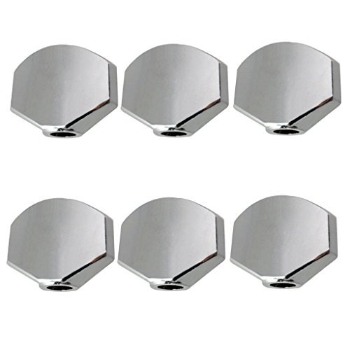 MonkeyJack 6 Pieces Tuning Peg Machine Heads Knobs Handle Cap for Guitar Parts Silver