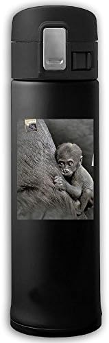PTSocks Baby Lowland Gorilla Stainless Steel Water Bottle Travel Mug, 17 Oz, Black