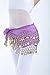 Women Chiffon Dangling Gold Coins Belly Dance Hip Skirt Scarf Wrap Belt (Gold Coin, Dark Purple)