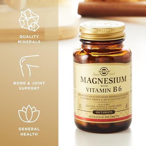 | Magnésio e vitamina B6 | Suplemento Alimentar Redutor de Fadiga | Com Magnésio e Vitamina B6 | Para Homens e Mulheres | 100 cápsulas