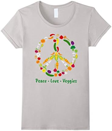 Women's Cute Kawaii Vegetable Veggie Peace Sign | Vegan T Shirt Medium Silver