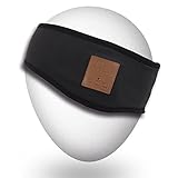 Qshell Lightweight Sporty Bluetooth Headband Washable Headwear with Speakers & Mic Hands Free Wireless Headphones Headsets Earphone for Running Jogging Skiing Skating Hiking,Christmas Gifts - Black