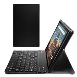 Fintie Keyboard Case for All-New Fire HD 10 (Compatible with 7th and 9th Generations, 2017 and 2019 Releases), Slim Lightweight Stand Cover with Detachable Wireless Bluetooth Keyboard, Black