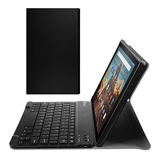 Fintie Keyboard Case for All-New Fire HD 10 (Compatible with 7th and 9th Generations, 2017 and 2019 Releases), Slim Lightweight Stand Cover with Detachable Wireless Bluetooth Keyboard, Black