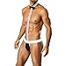YiZYiF Men's Bow Tie Bodysuit Thong Butler Thong Teddy Costume Underwear One Size Black