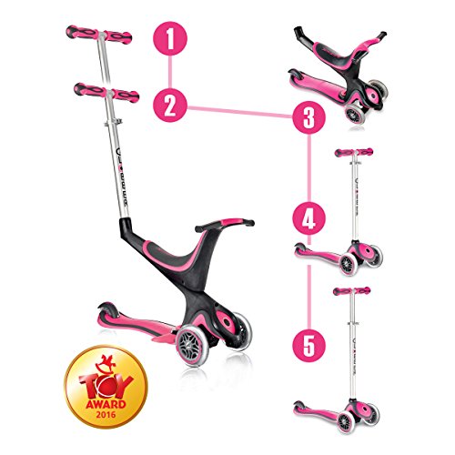 Globber evo 3 wheel 5-in-1 convertible scooter (pink)