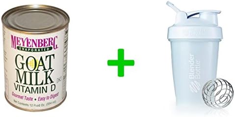 Meyenberg Goat Milk Evaporated Goat Milk Vitamin D 12 fl oz (354 ml)(6 PACK), Shaker Bottle assorted colors 20 oz