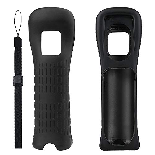 Lactivx Wii Silicone Case Cover with Wrist Strap for Nintendo Wii Remote Controlle (Black 2 Packs)