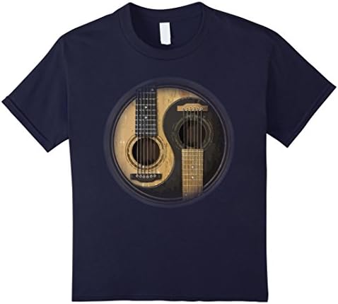 Kids Guitar Shirt Yin-Yang Rock Guitar Fade Shirt For Men Women 6 Navy