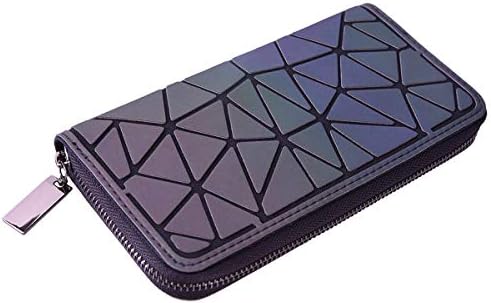 Birthday Gifts - Holographic Geometric Purse Luminous Clutch Wallet Long Lattice Handbag Womens Purse with Card Holder