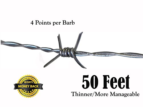 50 feet real barbed wire - light duty 18 gauge 4 pt made in usa -…